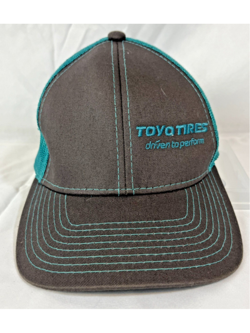 Toyo Tires Hat Cap Adj Strap Slate Gray Teal Mesh Trucker Platinum Series Mens